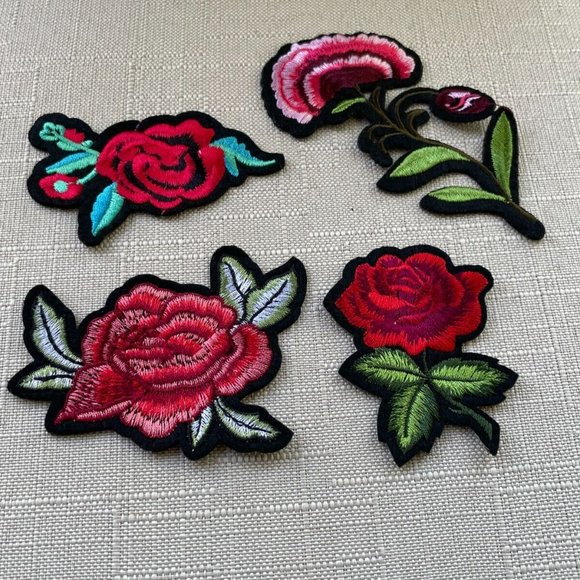 Lot of 4 Patches Embroidery Flower Iron On Patches for Jackets Jeans Craft Art - Picture 4 of 9